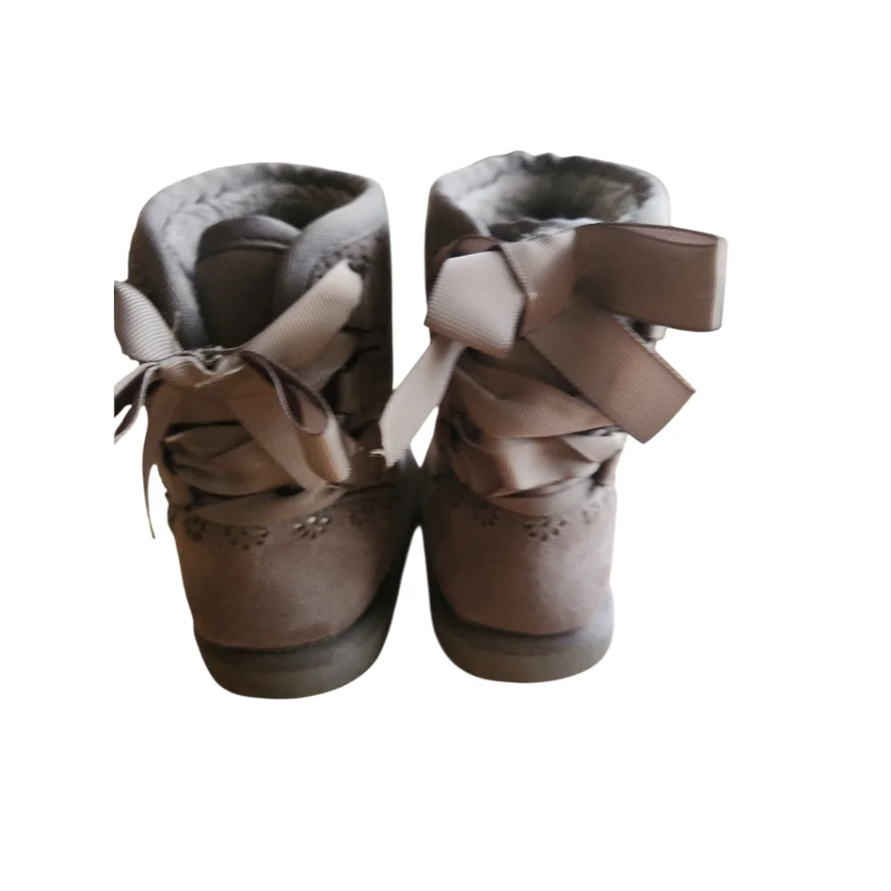 Rampage Lil Nicole Slip On Boots Slip On Gray Faux Fur Lined Size Toddler 10